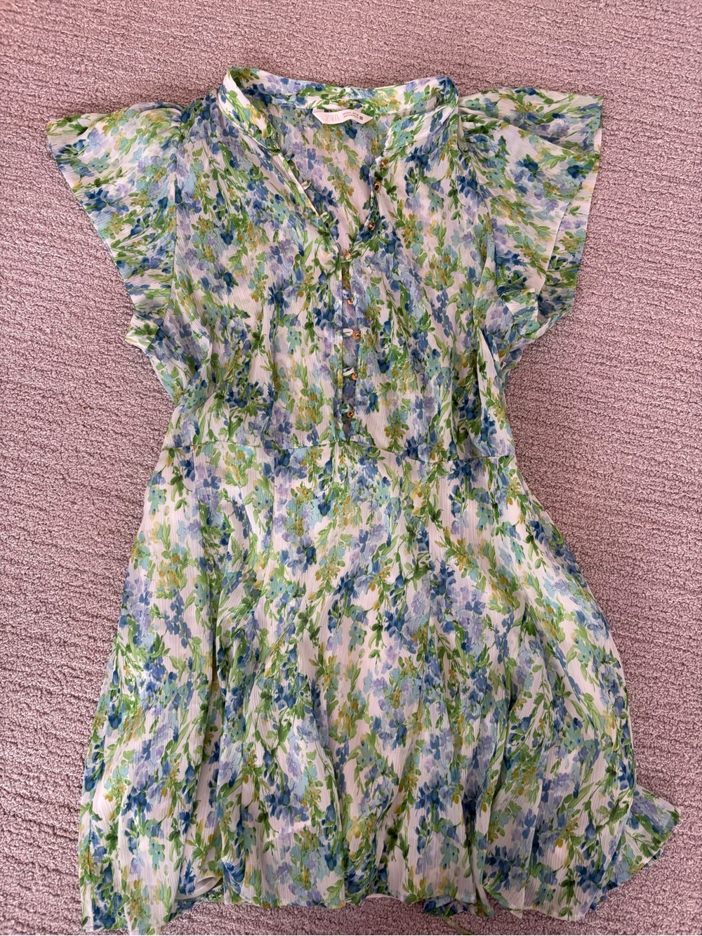 Zara Blue, Green & Yellow Floral Mini Dress